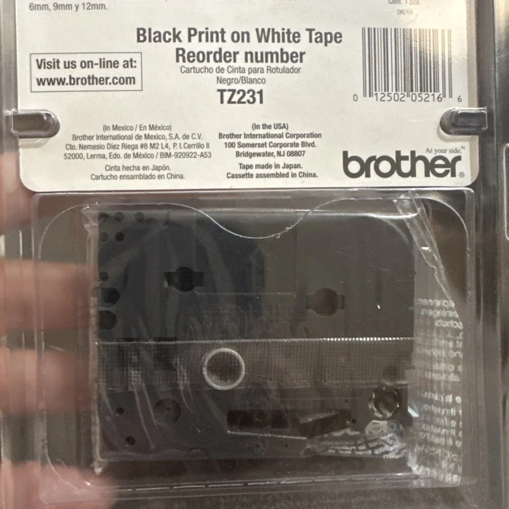 New Brother P-touch TZe-231 Black on White Tape 1/2